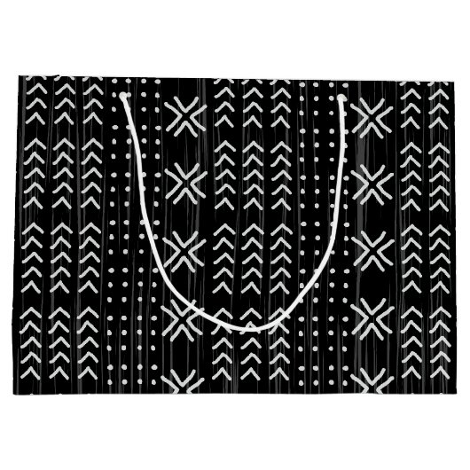 Modern Black White Mudcloth African Pattern Groot Cadeauzakje (Achterkant)