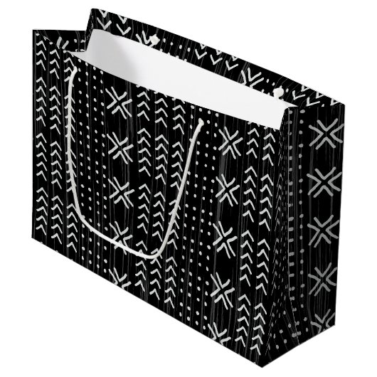 Modern Black White Mudcloth African Pattern Groot Cadeauzakje (Voorkant Gekanteld)