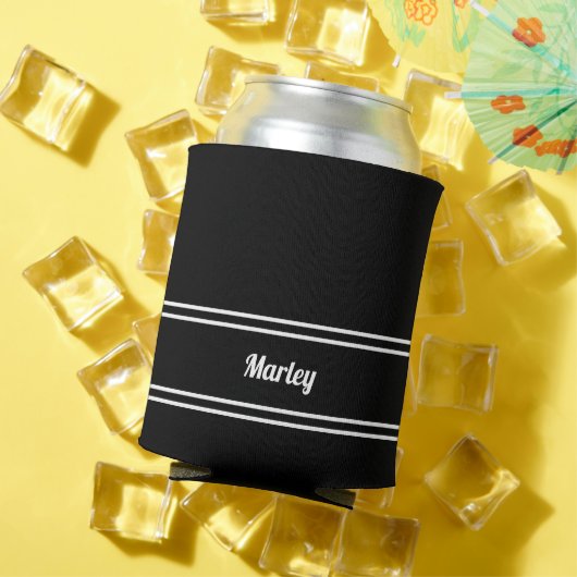 Modern Black & White Name Minimalist Blikjeskoeler (Insitu Zomer)