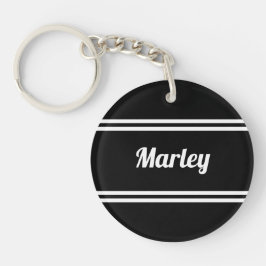 Modern Black & White Name  Sleutelhanger