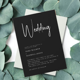 Modern Black & White No Parents Wedding Invitation Kaart
