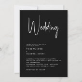 Modern Black & White No Parents Wedding Invitation Kaart (Voorkant)