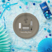 Modern Black + White Nursery Baby shower Papieren Bordje (Feest)