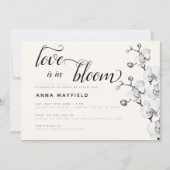 Modern Black White Orchid Love in Bloom Bridal Kaart (Voorkant)