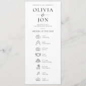 Modern Black White Order of Day and Menu Wedding (Voorkant)