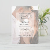 Modern Black White Overlay Photo Wedding Invitatio Kaart (Staand voorkant)
