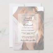 Modern Black White Overlay Photo Wedding Invitatio Kaart (Voorkant)