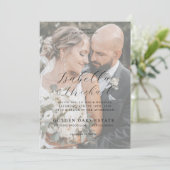Modern Black & White Overlay Photo Wedding Kaart (Staand voorkant)