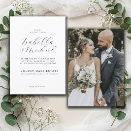 Modern Black & White Overlay Photo Wedding Kaart