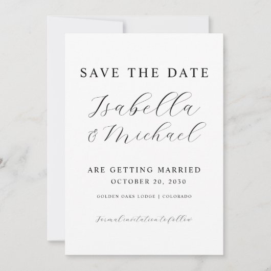 Modern Black & White Overlay Photo Wedding Save The Date (Voorkant)