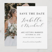 Modern Black & White Overlay Photo Wedding Save The Date (Voorkant / Achterkant)