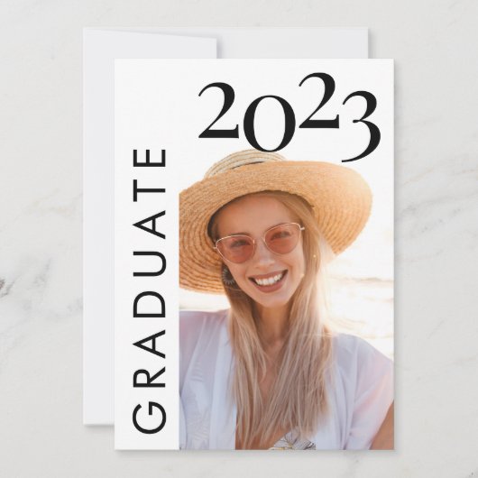 Modern Black White Photo Afstuderen aankondiging (Voorkant)