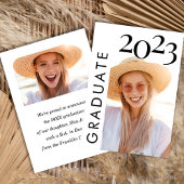 Modern Black White Photo Afstuderen aankondiging