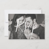 Modern Black & White Photo Family Wedding RSVP Kaartje (Voorkant)