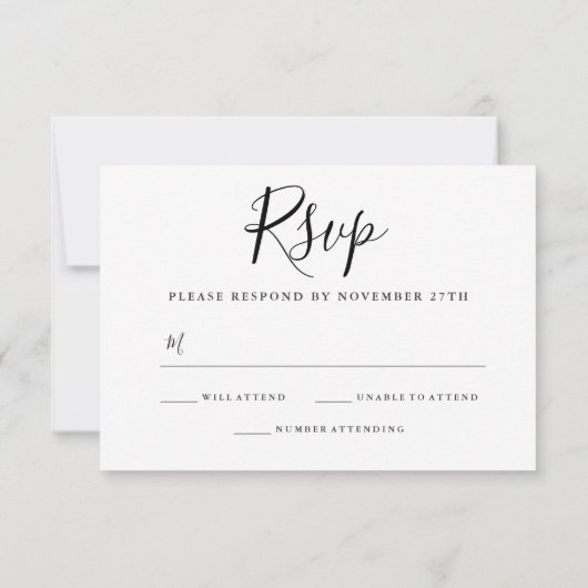 Modern Black & White Photo Family Wedding RSVP Kaartje (Achterkant)
