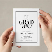 Modern Black White Photo Grad Party Invitation Kaart