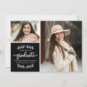 Modern Black White Photo Graduparty Aankondiging (Achterkant)