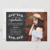 Modern Black White Photo Graduparty Aankondiging (Voorkant)