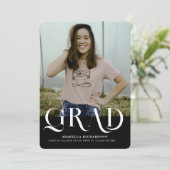 Modern Black White Photo Graduparty Kaart (Staand voorkant)