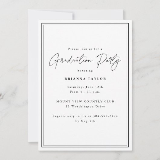 Modern Black White Photo Graduparty Kaart (Achterkant)