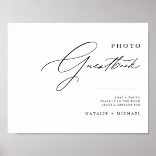 Modern Black & White Photo Guestbook Weddenschap Poster
