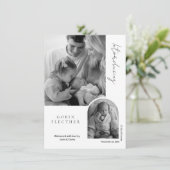 Modern Black & White Photo Inset  Birth  Aankondiging (Staand voorkant)