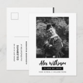 Modern Black White Photo Minimalist Afstuderen Uitnodiging Briefkaart (Voorkant / Achterkant)
