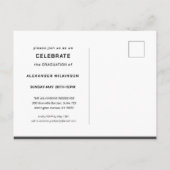 Modern Black White Photo Minimalist Afstuderen Uitnodiging Briefkaart (Achterkant)