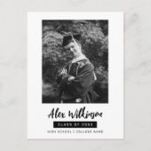 Modern Black White Photo Minimalist Afstuderen Uitnodiging Briefkaart (Voorkant)