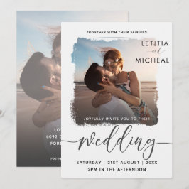 Modern Black & White Photo Template Weddenschap Kaart