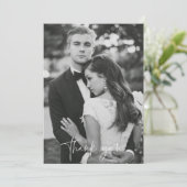 Modern Black White Photo Weddenschap Bedankt kaart (Staand voorkant)