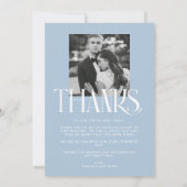 Modern Black White Photo Weddenschap Bedankt kaart (Achterkant)