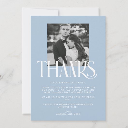 Modern Black White Photo Weddenschap Bedankt kaart (Achterkant)