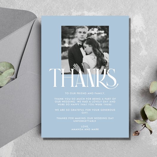 Modern Black White Photo Weddenschap Bedankt kaart