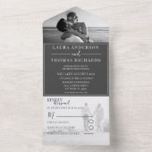 Modern Black & White Photo Wedding All In One Uitnodiging (Binnen)