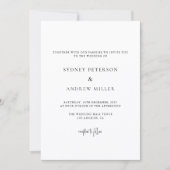 Modern Black & White Photo Wedding Invitation Kaart (Voorkant)