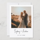 Modern Black & White Photo Wedding Invitation Kaart (Achterkant)