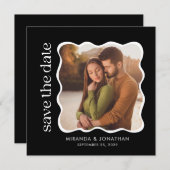 Modern Black White Photo Wedding Save The Date (Voorkant / Achterkant)