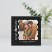 Modern Black White Photo Wedding Save The Date (Staand voorkant)