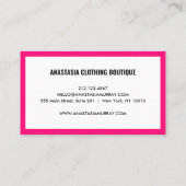 Modern Black White Pink Minimalist Luxury Boutique Visitekaartje (Achterkant)
