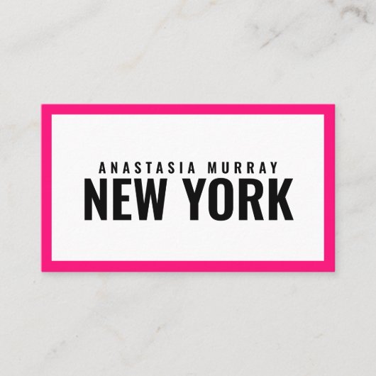 Modern Black White Pink Minimalist Luxury Boutique Visitekaartje (Voorkant)