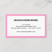 Modern Black White Pink Minimalist Luxury Boutique Visitekaartje (Achterkant)