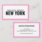 Modern Black White Pink Minimalist Luxury Boutique Visitekaartje (Voorkant / Achterkant)