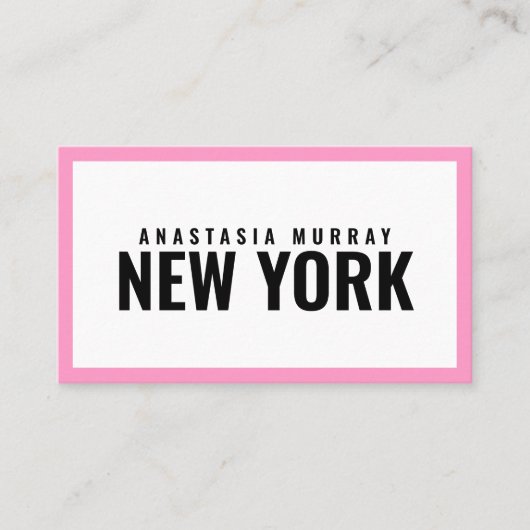 Modern Black White Pink Minimalist Luxury Boutique Visitekaartje (Voorkant)