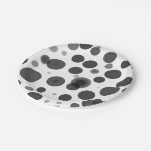Modern Black White Polka Dot Bubbles Party Papieren Bordje