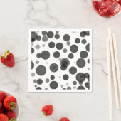 Modern Black White Polka Dot Bubbles Party Servet (Insitu)