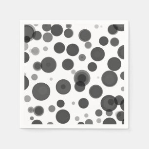 Modern Black White Polka Dot Bubbles Party Servet