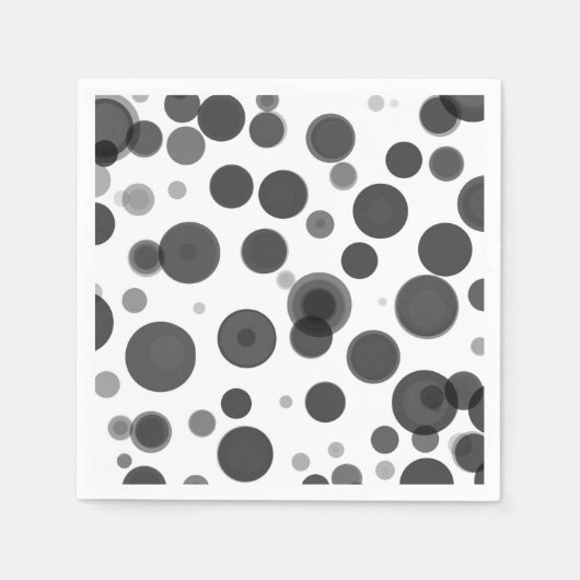 Modern Black White Polka Dot Bubbles Party Servet (Voorkant)