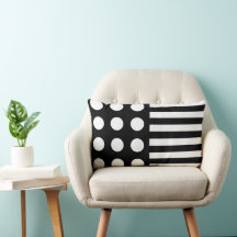Modern Black White Polka Dots & Stripes Pattern