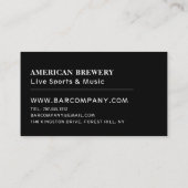 Modern Black & White, Pub/Brewery Visitekaartje (Achterkant)